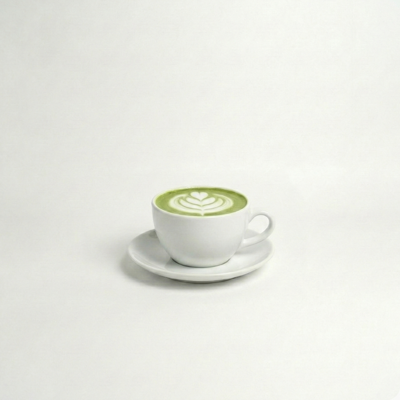 Matcha latte at dän Bakery & Café